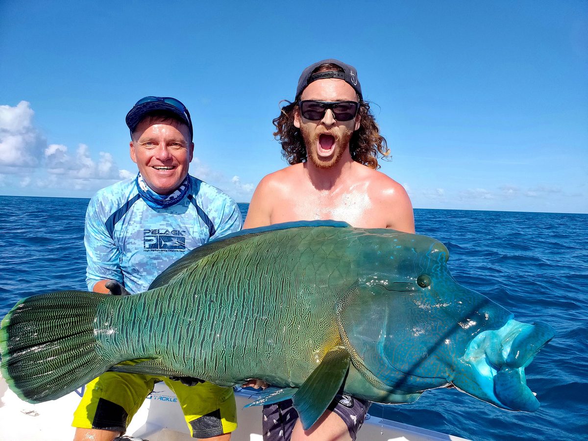 Andy with Maori Wrasse Topwater Fishing