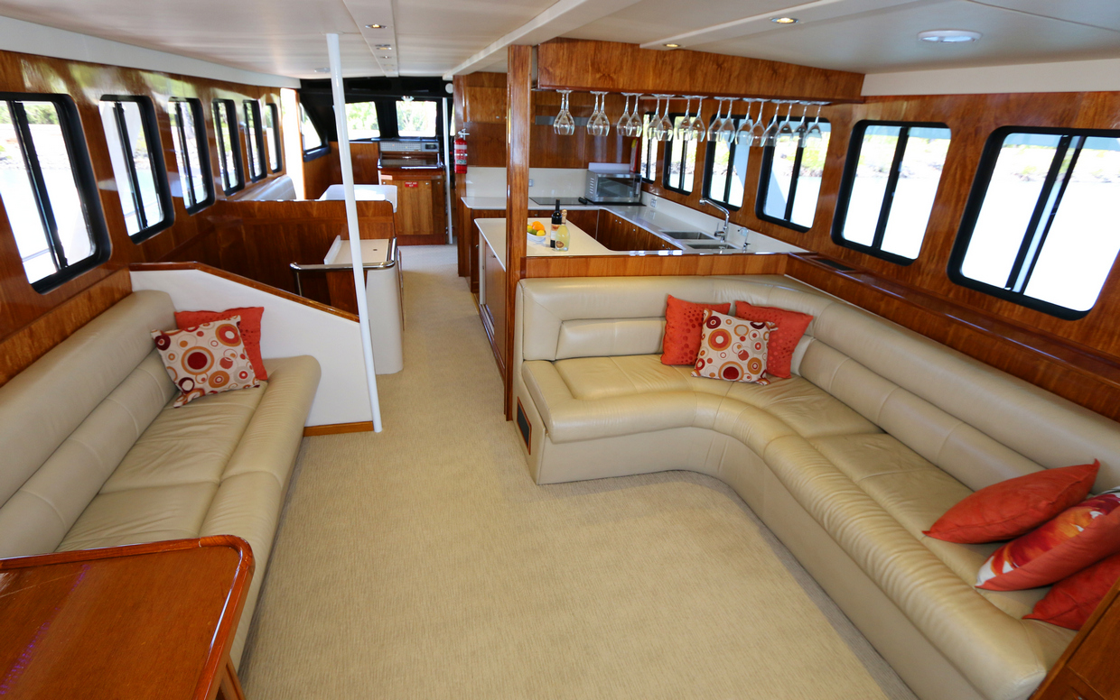 Interior Saloon Blue Martini Fishing Charter Vessel 