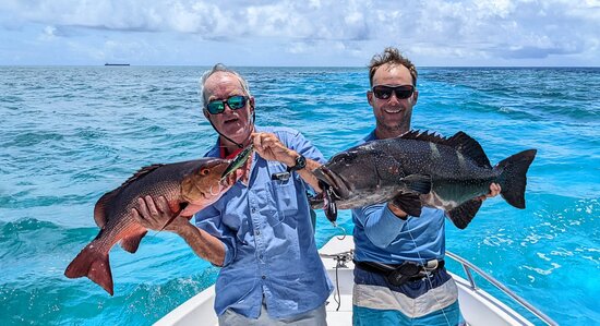 Two Coral Trout on Lagoon Explorer with FNSF-NOMAD Sportfishing