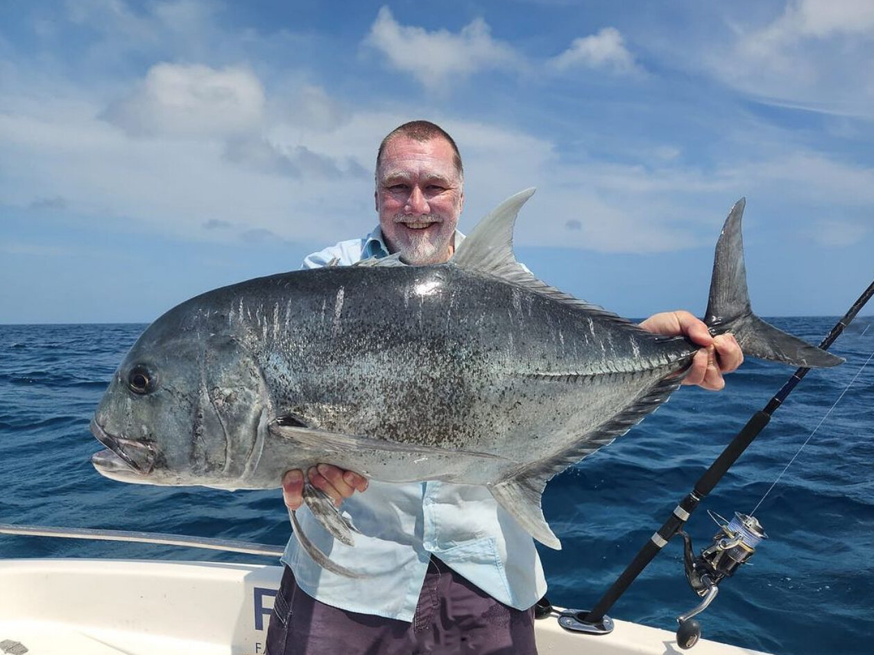 Chris caught this stonking GT after reeling in a huge tuna