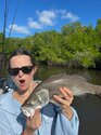 Host Emilia with Barramundi at remote Archer River Host Emilia with Barramundi at remote Archer River